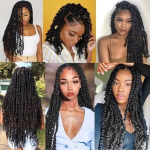 Passion Twist Hair, 16 Inch Strands/Pack Crochet Hair for Black Women 6 Packs1B